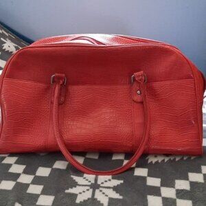 Bath & Body Works Vintage Red Faux Alligator Leather Travel Bag